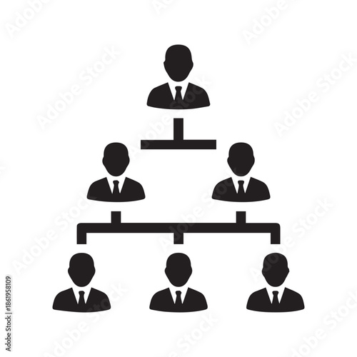 Business Hierarchy Pyramid Icon Vector Illustration Showing Organizational Structure, Corporate Management Team, and Leadership Flow Chart
