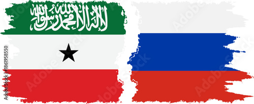 Russia and Somaliland grunge flags connection, vector