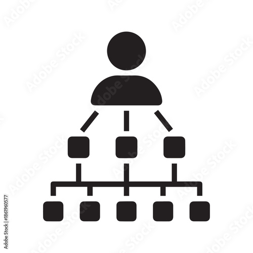 Organizational Chart Icon Vector Illustration Representing Business Hierarchy, Management Structure, and Corporate Leadership Flow
