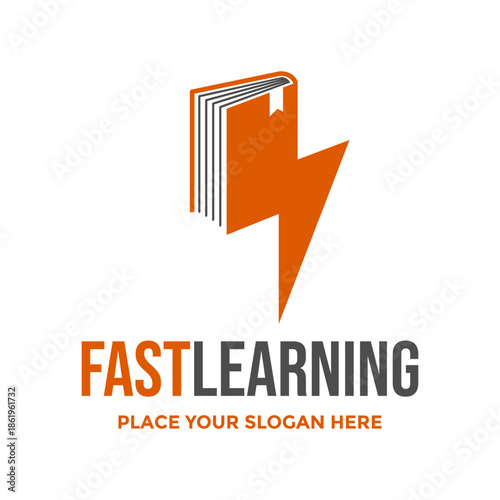 Free Download Fast learning logo concept. Vector illustration combining an open book with a lightning bolt, symbolizing speed, intelligence, and education. - GFXLoad