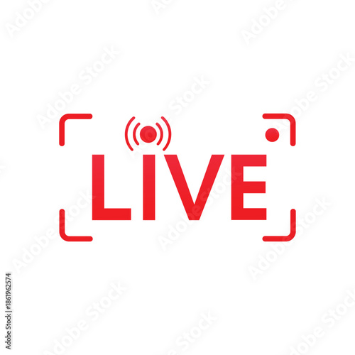 red live streaming icon with camera symbol