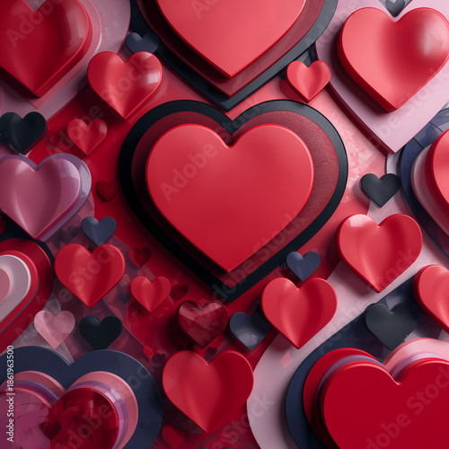 Valentine’s Day Seamless Pattern with Red and Pink Hearts