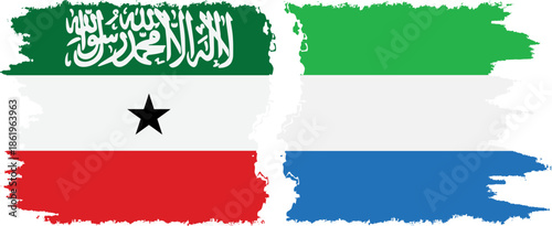 Sierra Leone and Somaliland grunge flags connection, vector