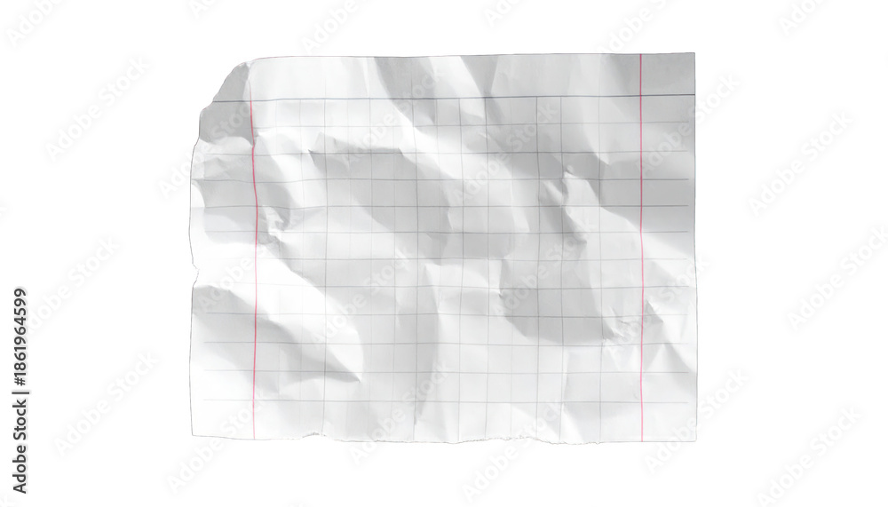 Obraz premium A torn, crumpled piece of lined paper isolated against a stark black background