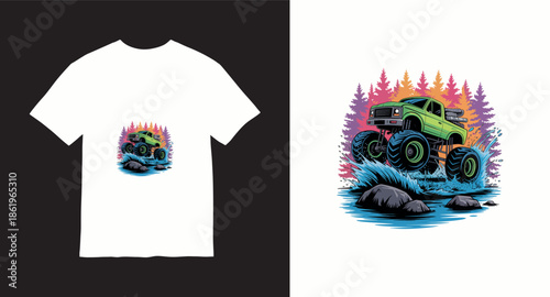 Monster truck vector t-shirt design