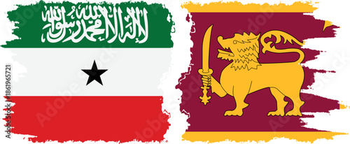 Sri Lanka and Somaliland grunge flags connection, vector