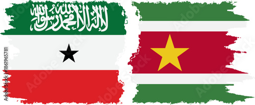 Suriname and Somaliland grunge flags connection, vector