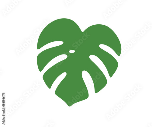 Monstera Deliciosa Leaf Illustration – Minimalist Green Tropical Foliage Vector for Jungle Decor, Houseplant Lovers, and Botanical Branding