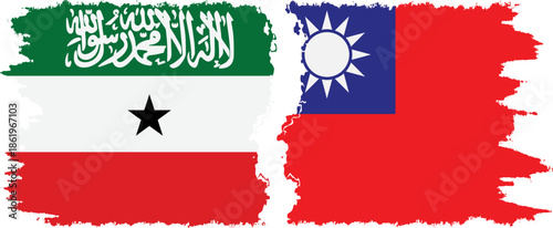 Taiwan and Somaliland grunge flags connection, vector