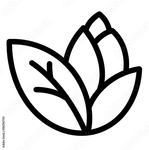 Stylized botanical illustration featuring lush green leaves and intricate details, showcasing nature's beauty and diversity in a vibrant, artistic representation of foliage