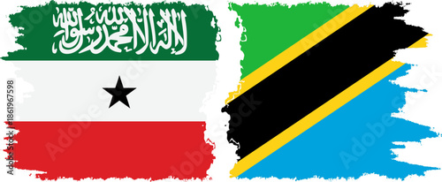 Tanzania and Somaliland grunge flags connection, vector