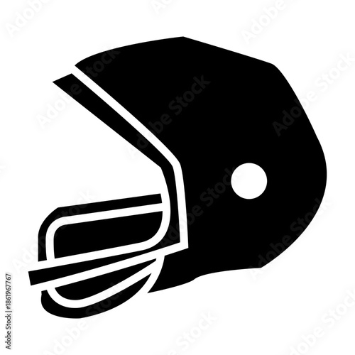 Black silhouette icon of an American football helmet with face mask detail.