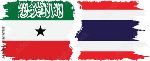 Thailand and Somaliland grunge flags connection, vector