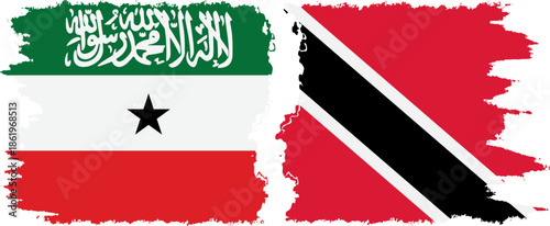 Trinidad and Tobago and Somaliland grunge flags connection, vector