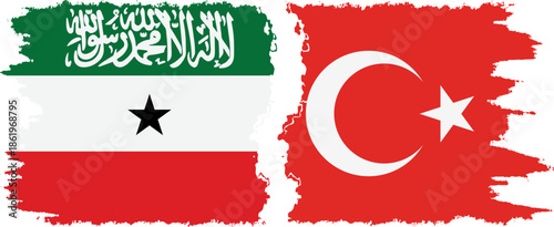 Turkey and Somaliland grunge flags connection, vector