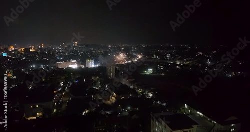 Wallpaper Mural Aerial night view of city fireworks Torontodigital.ca