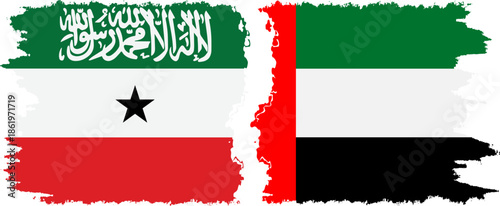 United Arab Emirates and Somaliland grunge flags connection, vector