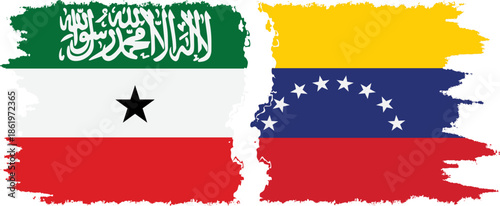 Venezuela and Somaliland grunge flags connection, vector