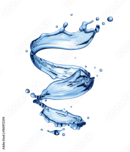 Splashes of fresh water in a swirling shape isolated on a transparent background. Generative AI
