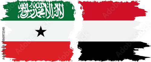 Yemen and Somaliland grunge flags connection, vector