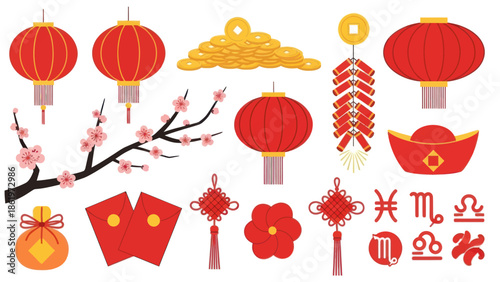 Chinese New Year Decoration Elements.