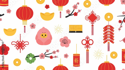 Chinese New Year Lanterns and Decorations.