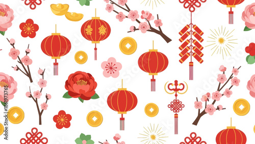 Chinese New Year Lanterns and Flowers.