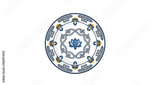 Abstract Floral Decorative Plate Vector Design