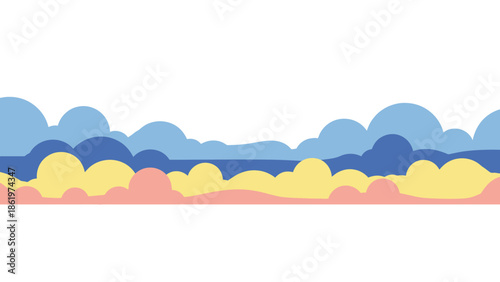 Stylized Abstract Sky and Ground Border Illustration with Layered Organic Forms