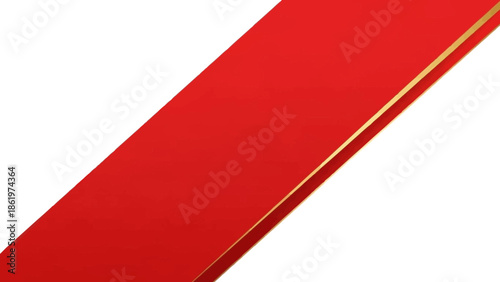 Elegant diagonal red banner with subtle golden outline on a clean white backdrop for design