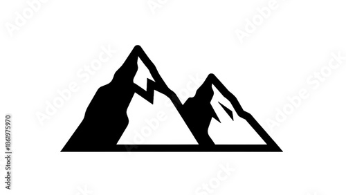 Vector illustration of a majestic abstract mountain peaks landscape, on transparent background, nature icon