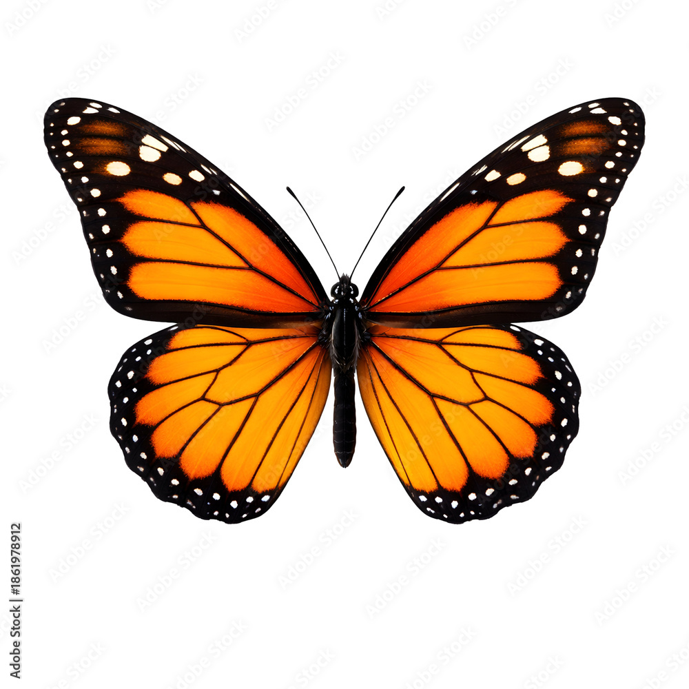 Obraz premium Monarch Butterfly Close-up Isolated on White
