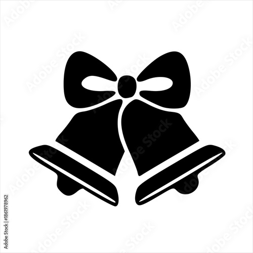 Vector graphic of two bells with a ribbon tied around them symbolizing celebration and festivity