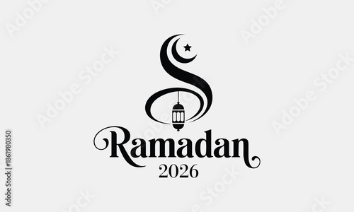 Ramadan 2026 logo with crescent moon and lantern