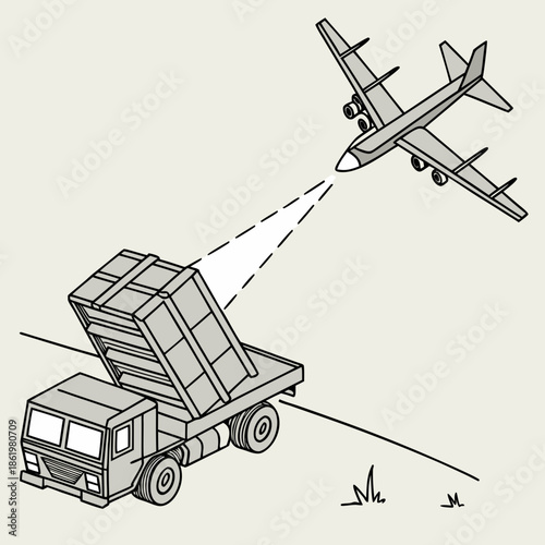 Ground based air defense system targeting a drone missile