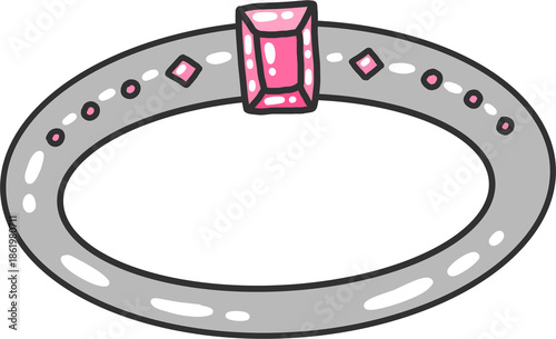 Cute Hand Drawn Couple Rings with Heart and Gemstone – Wedding and Love Illustration