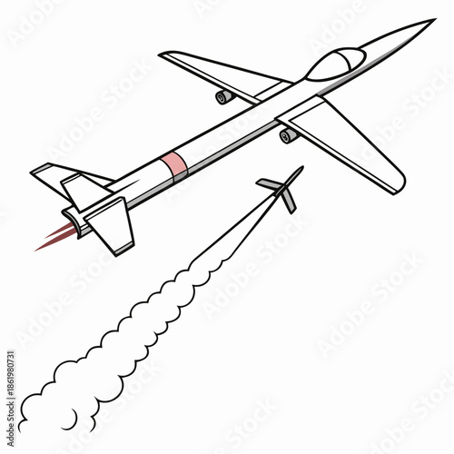 Cuadro en lienzo Military interceptor missile launch against an app