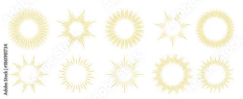  gold wavy sunburst frame set golden curly radial sun light