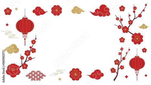 Chinese Lanterns and Plum Blossoms 1.