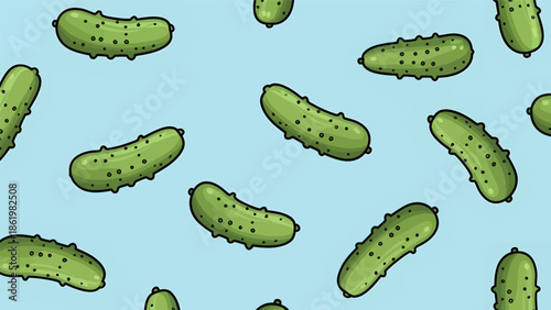 Vibrant pickles on light blue background for food design