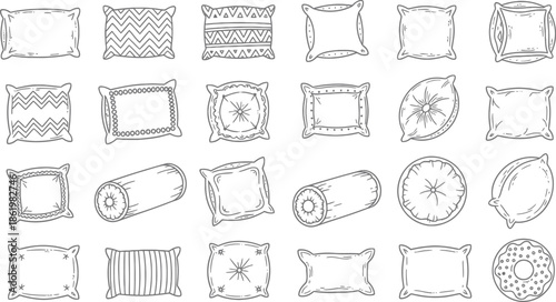 Doodle style pillows and cushions set for home decor inspiration