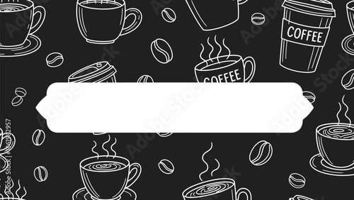 Chalkboard cafe icons with coffee cups and beans