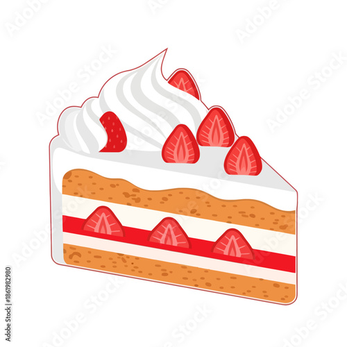 Delicious Strawberry Shortcake Slice with Whipped Cream and Fresh Berries