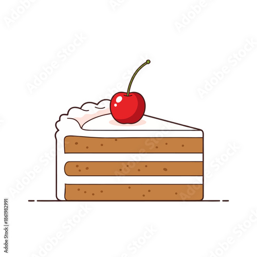 Slice of Layer Cake with Cherry on Top