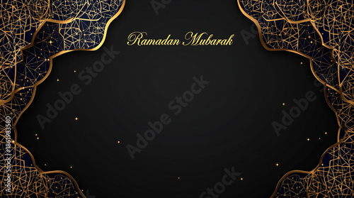 Elegant Ramadan Mubarak background with gold design elements