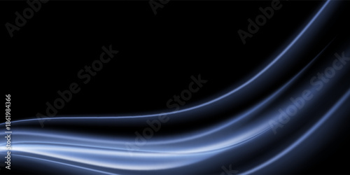 Abstract blue light wave flowing smoothly across a dark background, creating an elegant and modern visual composition.