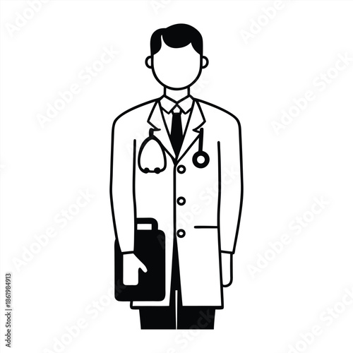 Doctor silhouette collection. Medical officer silhouette vector illustration isolated on a white background.