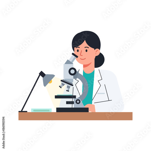 Scientist Looking Through Microscope in Laboratory, Research and Discovery