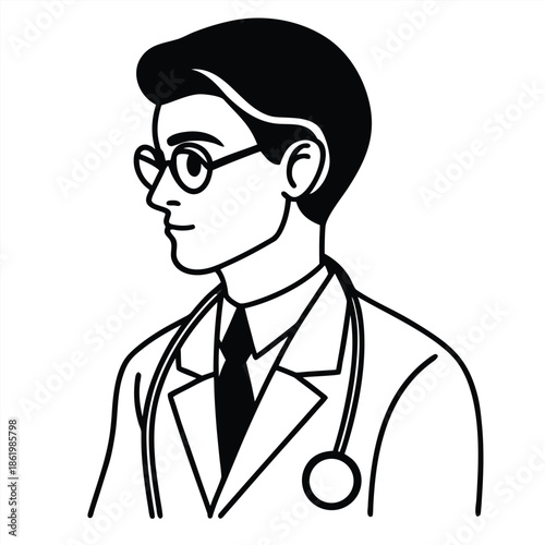 Doctor silhouette collection. Medical officer silhouette vector illustration isolated on a white background.