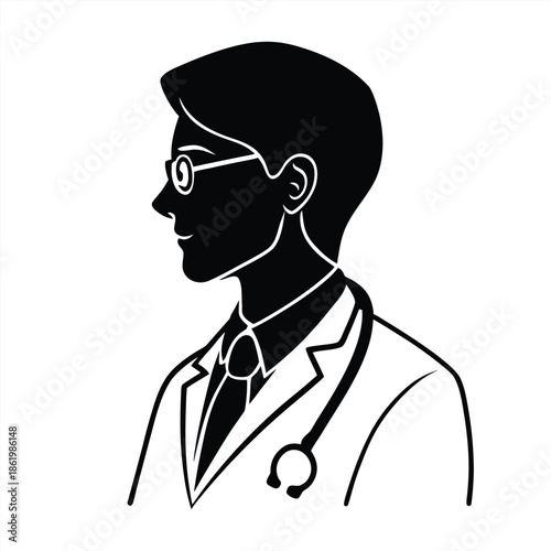 Doctor silhouette collection. Medical officer silhouette vector illustration isolated on a white background.